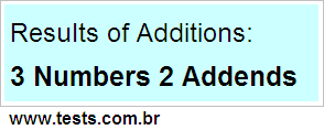 Additions 3 Numbers 2 Addends