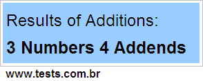 Additions 3 Numbers 4 Addends