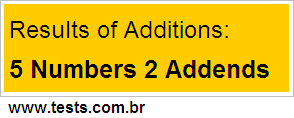 Additions 5 Numbers 2 Addends
