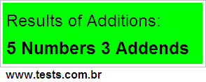 Additions 5 Numbers 3 Addends