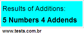 Additions 5 Numbers 4 Addends