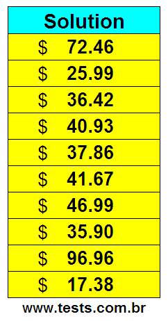 Values in Dollars of the Exercises Pg 3