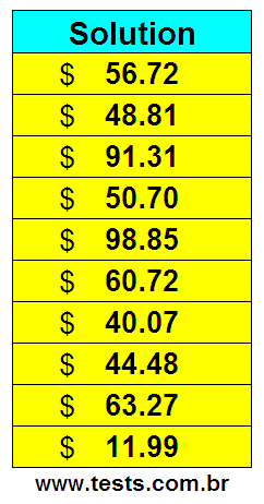 Values in Dollars of the Exercises Pg 5
