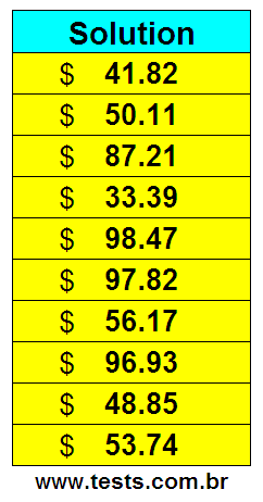 Values in Dollars of the Exercises Pg 8