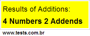 Additions 4 Numbers 2 Addends