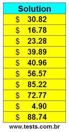 Values in Dollars of the Exercises Pg 2